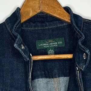 Lauren Ralph Lauren Deep Blue Denim Jacket gorgeous sparkly silver hardware NWOT